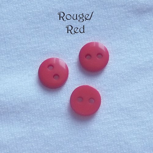 Mini bouton rond en plastique - 9 mm - rouge