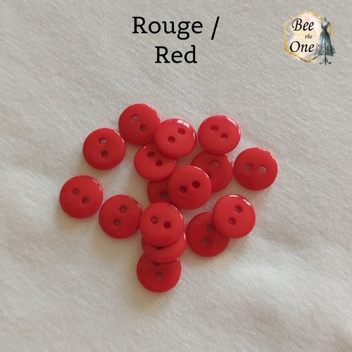 Mini bouton rond en plastique - 9 mm - rouge