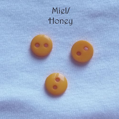Mini bouton rond en plastique - 9 mm - miel