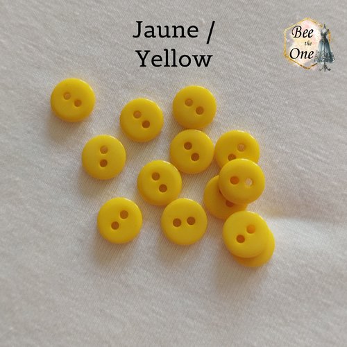 Mini bouton rond en plastique - 9 mm - jaune