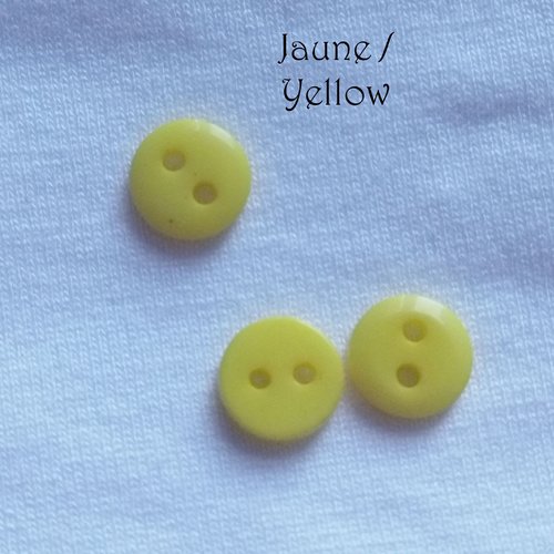 Mini bouton rond en plastique - 9 mm - jaune