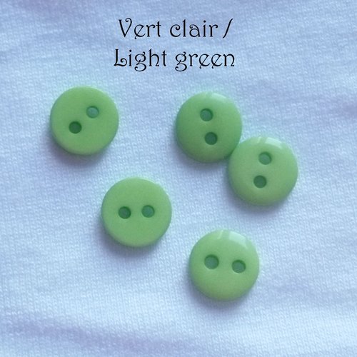 Mini bouton rond en plastique - 9 mm - vert clair