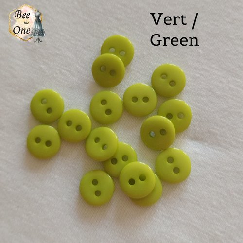 Mini bouton rond en plastique - 9 mm - vert