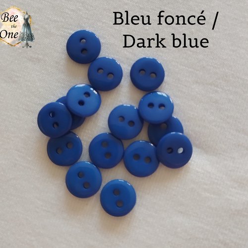 Mini bouton rond en plastique - 9 mm - bleu foncé