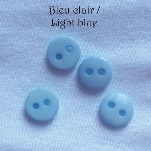 Mini bouton rond en plastique - 9 mm - bleu clair