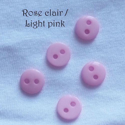 Mini bouton rond en plastique - 9 mm - rose clair
