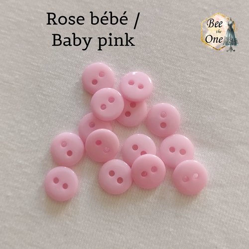 Mini bouton rond en plastique - 9 mm - rose bébé