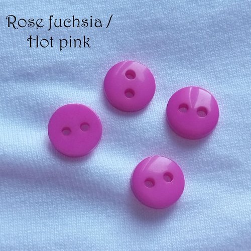 Mini bouton rond en plastique - 9 mm - rose fuchsia