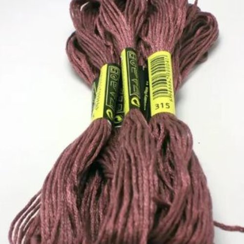 Fil à broder - équivalent n° dmc 315 lilas fané - écheveau de coton mouliné pour broderie - 8 m - 6 brins