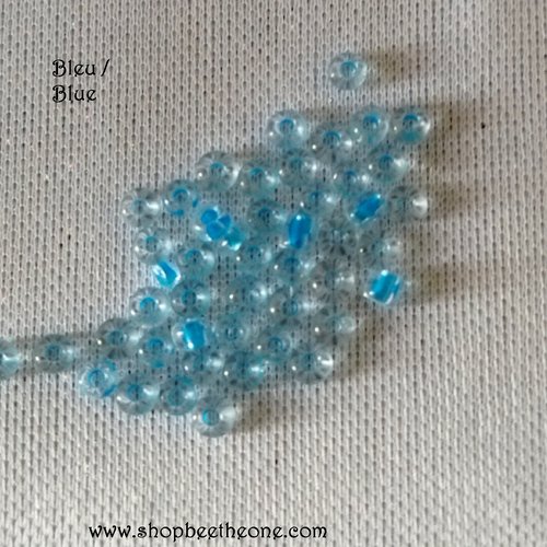 Lot de 1 g de perles de rocaille intercalaire graine en verre - 2 mm - bleu