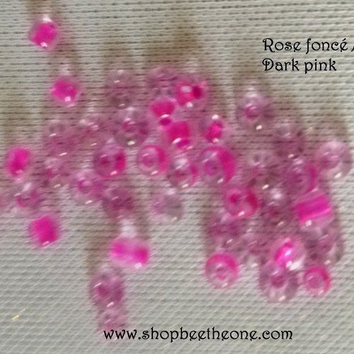 Lot de 1 g de perles de rocaille intercalaire graine en verre - 2 mm - rose foncé