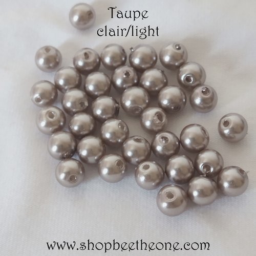 Perle ronde en plastique - 5-6 mm - taupe clair
