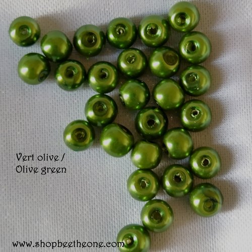 Perle ronde en plastique - 5-6 mm - vert olive