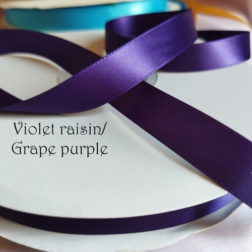 Ruban de satin double face - 16 mm x 1 m - violet raisin - pour couture, bijoux, scrapbooking, décoration...