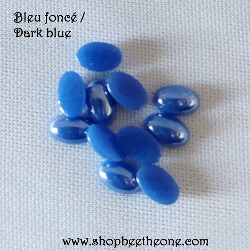 Cabochon strass demi-perle ovale à coller - 6 x 4 mm - bleu foncé