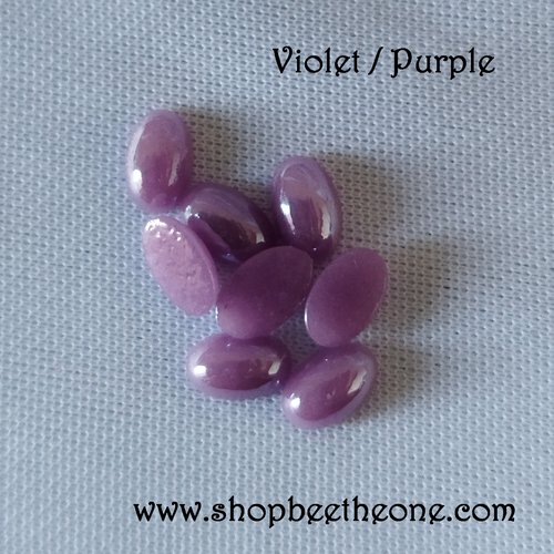 Cabochon strass demi-perle ovale à coller - 6 x 4 mm - violet