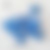 Cabochon rond oeil de chat à dos plat - 12 mm - bleu
