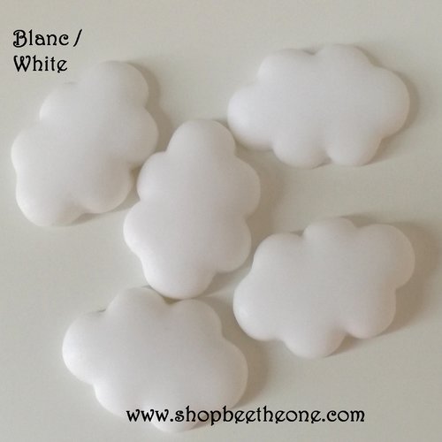 Cabochon plat "nuage" en résine, pour embellissement - 25 mm - blanc