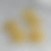 Cabochon rond en verre loupe avec fleur séchée - 25 mm - blanc-jaune n°1