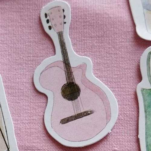 Sticker autocollant "home, sweet home" sur papier glacé - modèle f - guitare