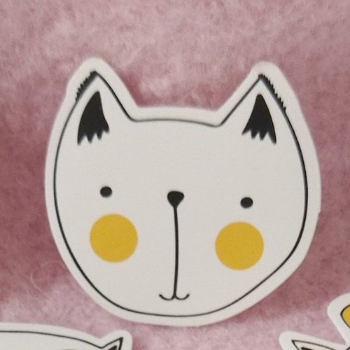 Sticker autocollant "tête de monsieur chat" sur papier glacé - modèle b