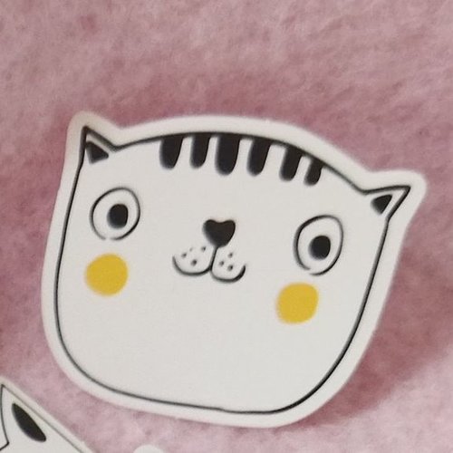 Sticker autocollant "tête de monsieur chat" sur papier glacé - modèle c