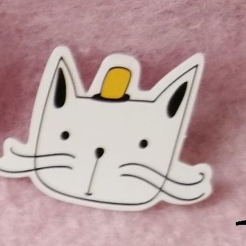 Sticker autocollant "tête de monsieur chat" sur papier glacé - modèle e