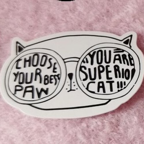 Sticker autocollant "tête de monsieur chat" sur papier glacé - modèle g