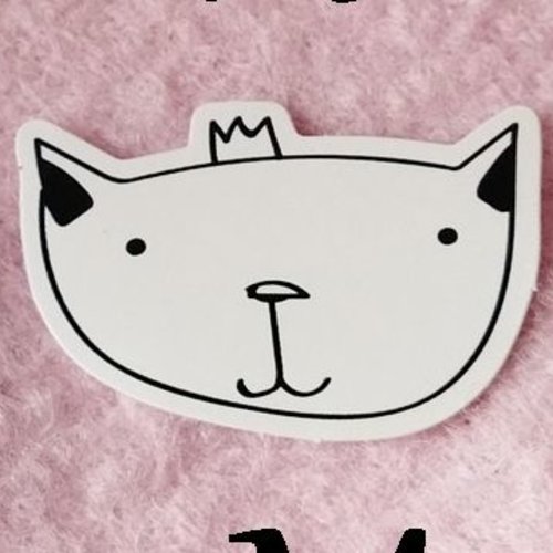 Sticker autocollant "tête de monsieur chat" sur papier glacé - modèle h