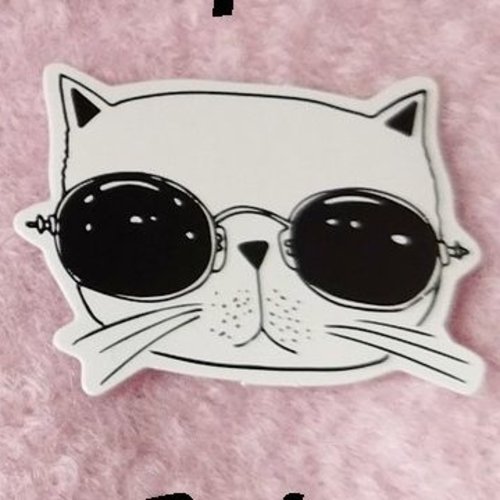 Sticker autocollant "tête de monsieur chat" sur papier glacé - modèle i