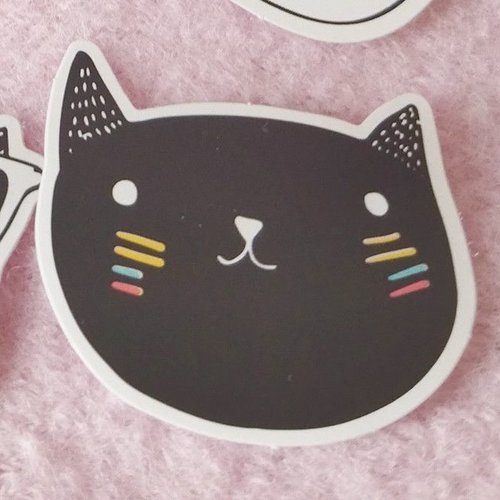 Sticker autocollant "tête de monsieur chat" sur papier glacé - modèle j