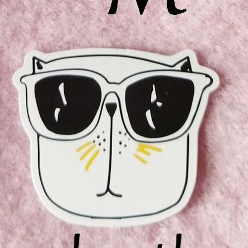 Sticker autocollant "tête de monsieur chat" sur papier glacé - modèle m