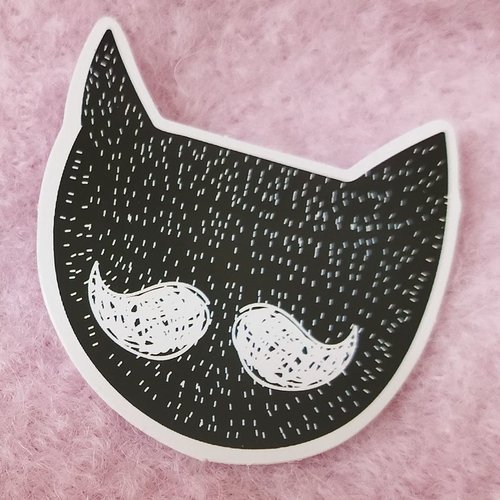 Sticker autocollant "tête de chat poilu" sur papier glacé - modèle b