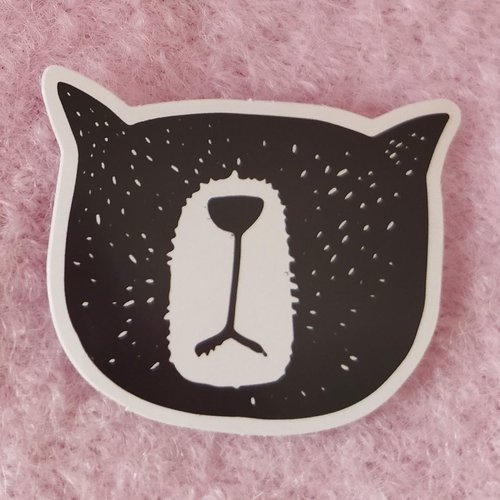 Sticker autocollant "tête de chat poilu" sur papier glacé - modèle d