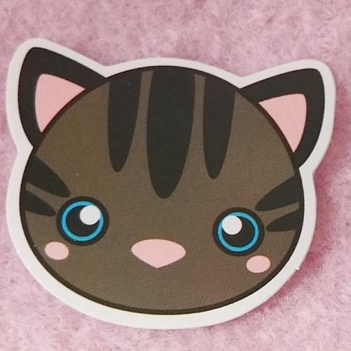Sticker autocollant "tête de chat kawaii" sur papier glacé - modèle b
