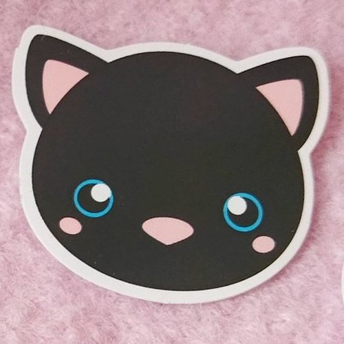 Sticker autocollant "tête de chat kawaii" sur papier glacé - modèle c