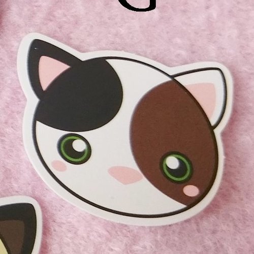 Sticker autocollant "tête de chat kawaii" sur papier glacé - modèle g