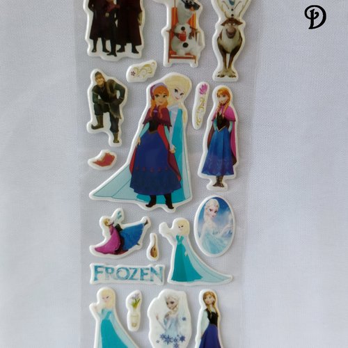 Planche de stickers autocollants la reine des neiges en relief -  modèle d