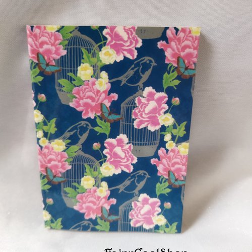 Cahier/notebook - 10,5 x 7,5 cm - 80 pages - à fleurs