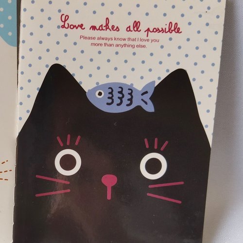 Cahier/notebook fin - 12 x 8,5 cm - 20 pages - chat noir