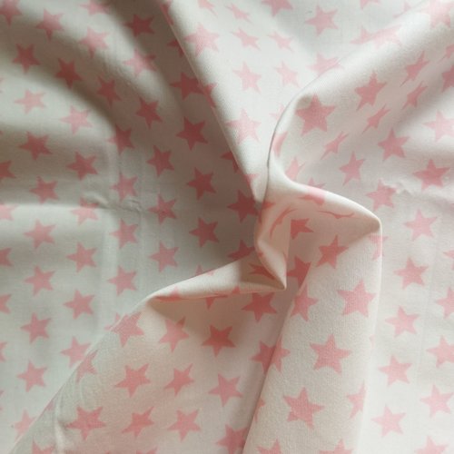 Coupon de twill coton "etoiles" - 50 x 50 cm - rose