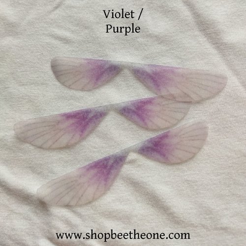 Breloque paire d'ailes en organza petit format - 8 x 2 cm - violet