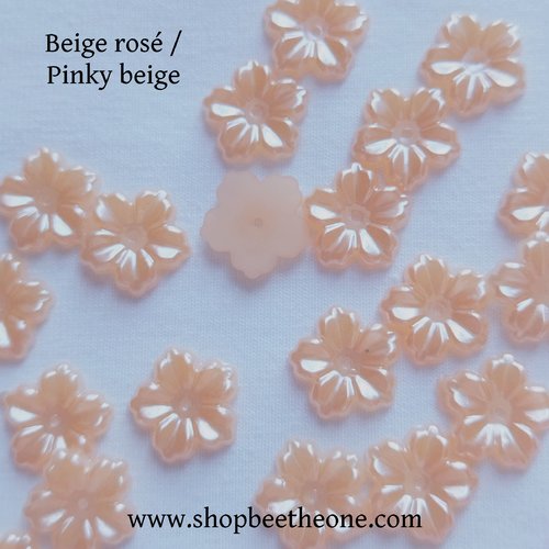 Perle intercalaire rondelle fleur nacrée - 12 mm - beige rosé