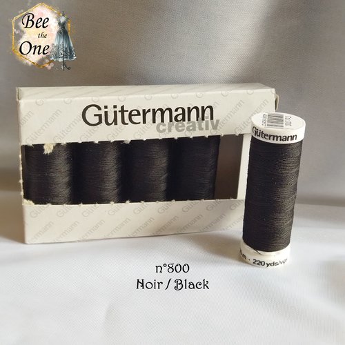 Bobine de fil pour tout coudre gütermann - 200 m - noir 800