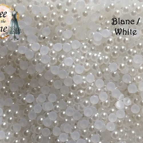 Lot de 1 g (+/- 400 pièces) cabochons strass demi-perle rond - 2 mm - blanc
