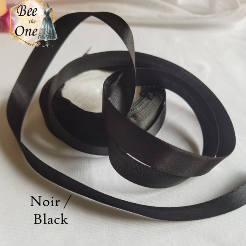 1 mètre de ruban de satin - 15 mm - simple face - noir - pour scrapbooking, décoration, couture...