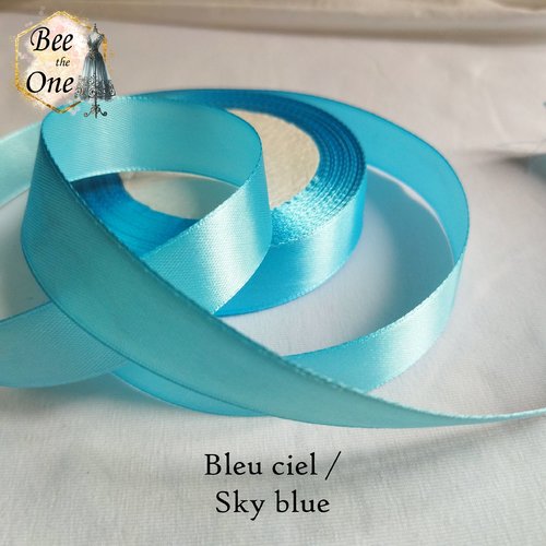 1 mètre de ruban de satin - 20 mm - simple face - bleu ciel - pour scrapbooking, décoration, couture...