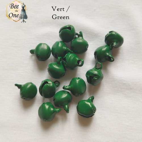 Breloque grelot vert - 8 x 10 mm - trou 2.5 mm