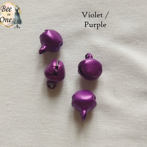 Breloque grelot violet - 8 x 10 mm - trou 2.5 mm