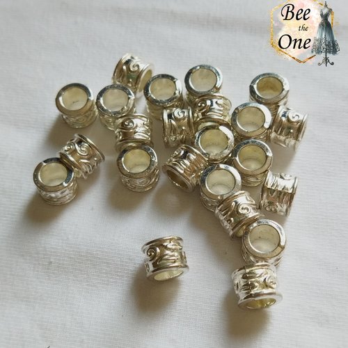 Perle intercalaire tube motif style elfique, viking.. - en métal - 8 mm - trou 6 mm